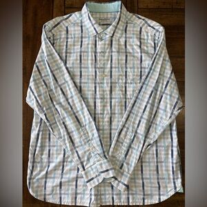 Tommy Bahama Light Blue and White Stripped Long Sleeve button down Shirt